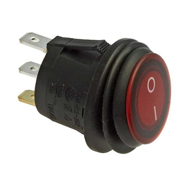 Клавишный переключатель RUICHI SB040, IP65, ON-OFF, диаметр 20.2 мм, красный
