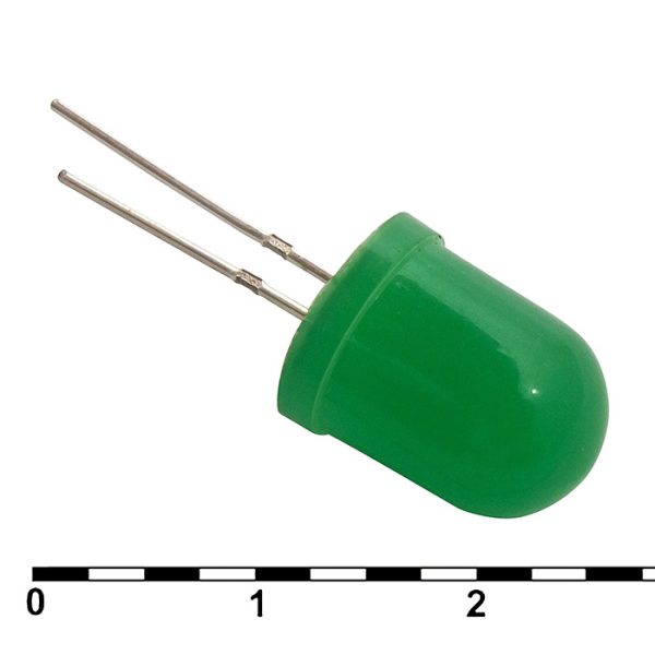 Светодиод RUICHI, 10 мм, зелёный, угол излучения 20 градусов